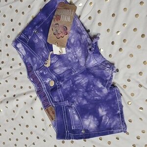 NWT Wallflower Vintage Purple Tie Dye Raw Hem Shorts